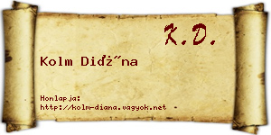 Kolm Diána névjegykártya